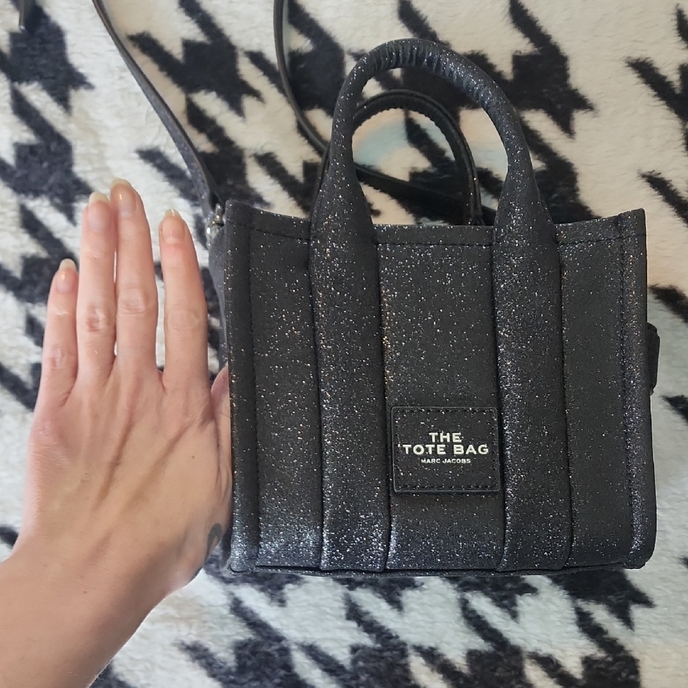 Marc Jacobs Mini Black Glitter Tote Bag - Picture 5 of 10